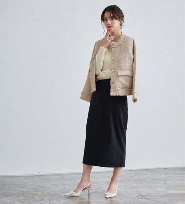 Pierrot（ピエロ）の「【選べるネック】もっちり袖パールニット（ニット・セーター）」｜詳細画像