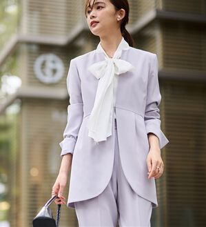 RANAN（ラナン）の「＜２点セット＞ラウンドヘムジャケットセットアップ（パンツスーツ）」｜ライトグレー