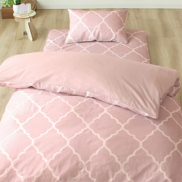 iellio（イエリオ）の「綿１００％北欧風柄布団カバーリング＜アンファ＞（敷布団カバー・シーツ）」｜ピンク