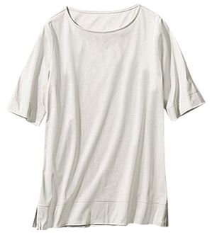 VINNO（ヴィノ）の「＜日本製＞クールコットン１００％Ｔシャツ　クルーネック（カットソー）」｜ライトグレー