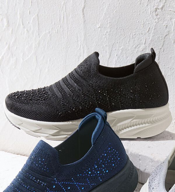 BELLUNA（ベルーナ）の「きらめきビジューニットスニーカー（スニーカー）」｜ブラック