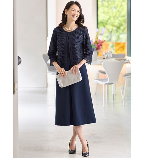 BELLUNA（ベルーナ）の「上品レースジャケットワンピースアンサンブル（ワンピースセットスーツ）」｜詳細画像