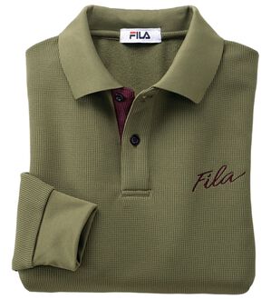「フィラ　裏起毛ワッフルポロシャツ（メンズポロシャツ）」｜カーキ