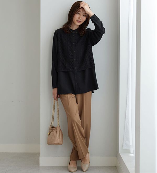 BELLUNA（ベルーナ）の「レース重ねシャツチュニック（チュニック）」｜詳細画像