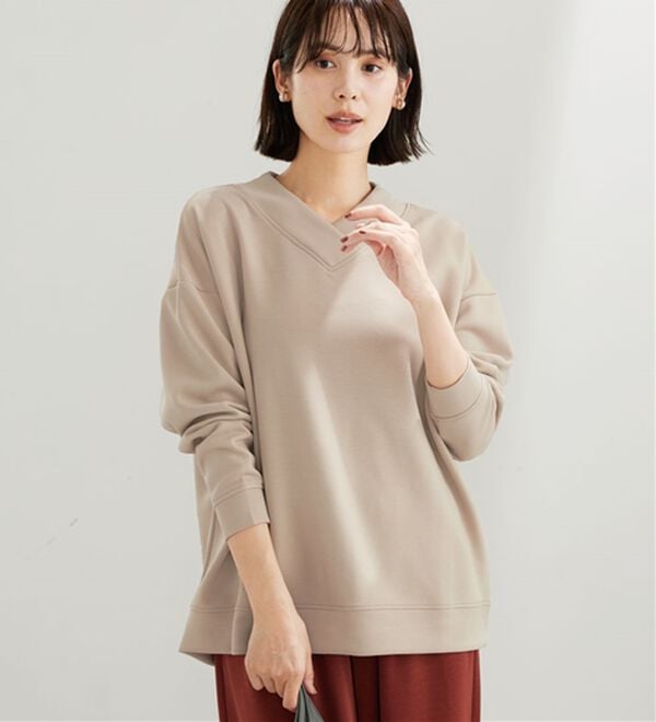 BELLUNA（ベルーナ）の「なめらかタッチ！もっちりんＶネックチュニック（カットソー）」｜詳細画像