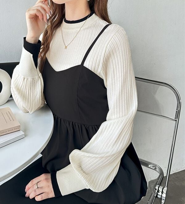 GeeRA（ジーラ）の「【再入荷】レイヤード風モチっと柔らかリブニット（ニット・セーター）」｜詳細画像