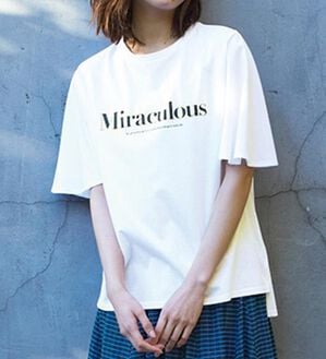 RANAN（ラナン）の「ひんやり！綿１００％フレア袖大人ロゴＴシャツ（カットソー）」｜詳細画像