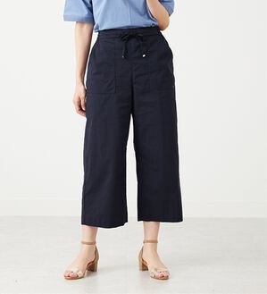 BELLUNA（ベルーナ）の「【店舗・ネット限定】サラリ綿混ベイカーワイドパンツ（ワイドパンツ・ガウチョ）」｜ネイビー
