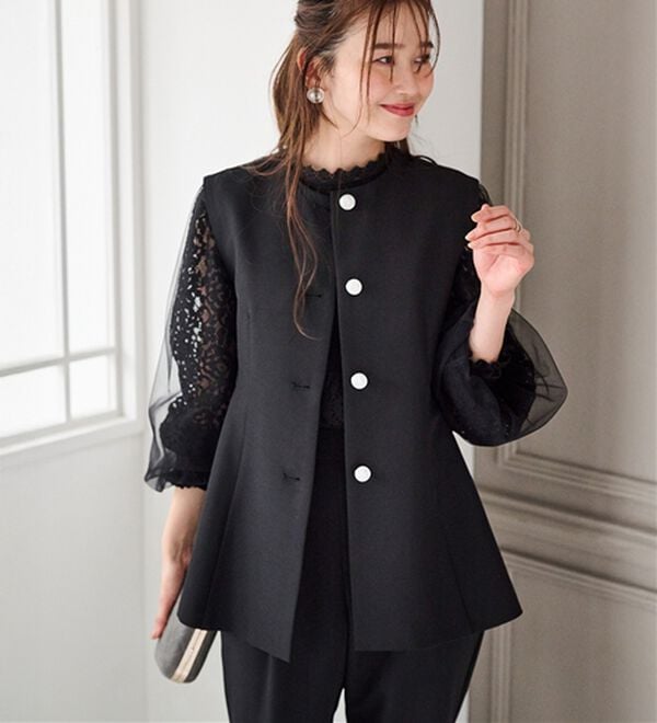 RANAN（ラナン）の「【２点セット】防シワ！ペプラムベストセットアップ（パンツスーツ）」｜詳細画像