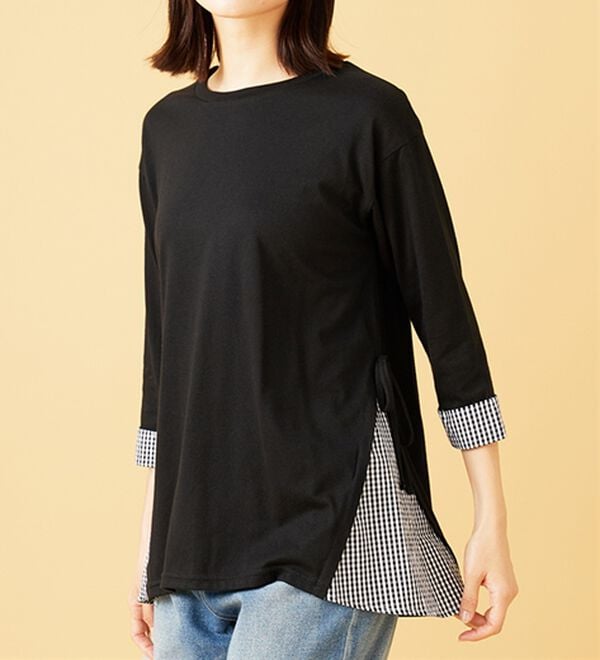 BELLUNA（ベルーナ）の「サイドリボンデザイン異素材切替チュニック（チュニック）」｜詳細画像