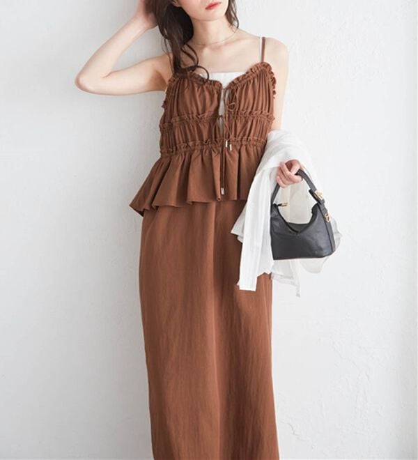 RANAN（ラナン）の「リボンギャザーペプラムナローワンピ（その他ワンピース）」｜詳細画像