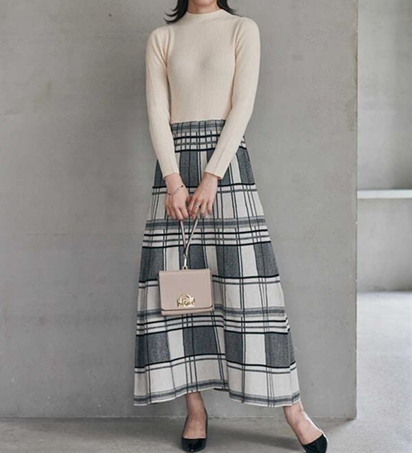 RANAN（ラナン）の「チェックジャカードニットワンピース（ニットワンピース）」｜詳細画像