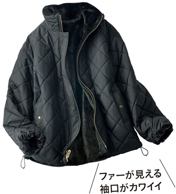 BELLUNA（ベルーナ）の「中わたキルトリバーシブルファーコート（ハーフコート）」｜詳細画像