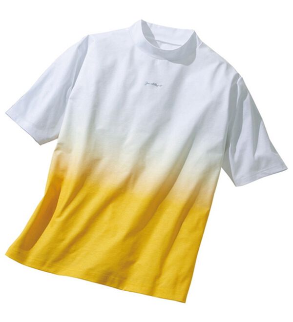 「＜コムルヴァン・オム・ゴルフ＞ドライストレッチグラデーションモックネック（メンズシャツ）」｜イエロー