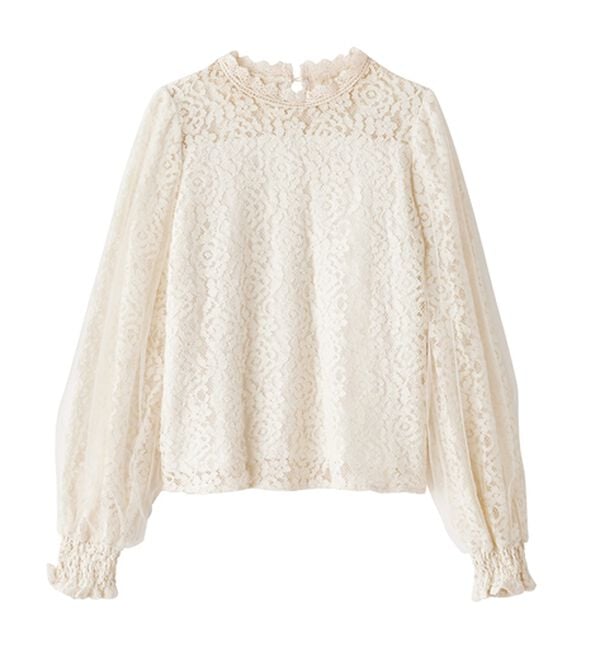 RANAN（ラナン）の「チュールドッキングフラワーレースキャンディースリーブブラウス（ブラウス）」｜詳細画像