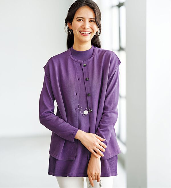 BELLUNA（ベルーナ）の「前後２ｗａｙベスト付ニットアンサンブル（アンサンブル）」｜詳細画像