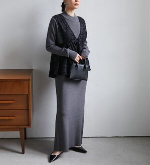RANAN（ラナン）の「リブニットワンピ&times;ジャカードベストセット（その他ワンピース）」｜グレー系