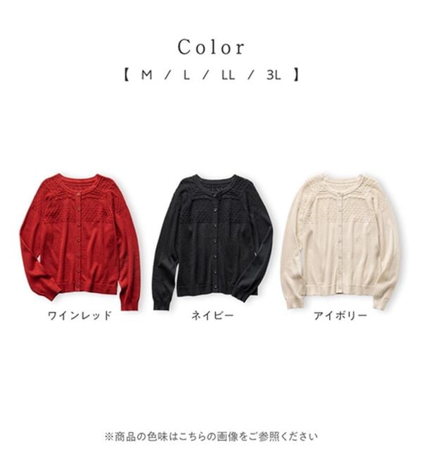 Viola e Viola（ヴィオラ エ ヴィオラ）の「透かし編みニットデザインカーディガン（ニットカーディガン）」｜詳細画像