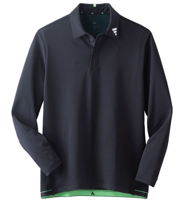 「＜アディゼロ＞ジャカード　長袖シャツ（メンズシャツ）」｜ブラック