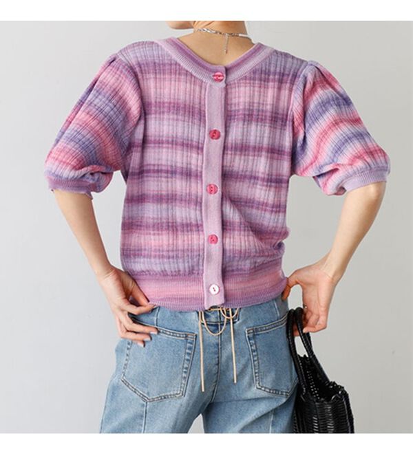 GeeRA（ジーラ）の「前後２ＷＡＹグラデーションニットカーデ（ニットカーディガン）」｜詳細画像