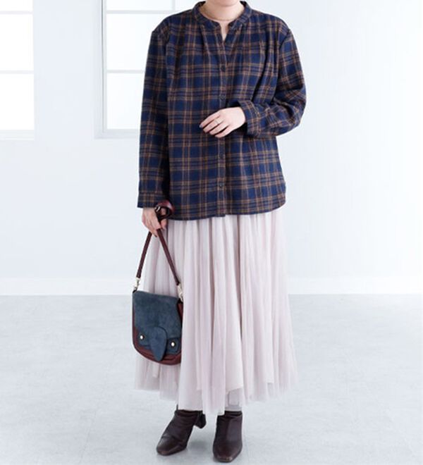 BELLUNA（ベルーナ）の「タック使いチェック柄ブラウス（ブラウス）」｜詳細画像