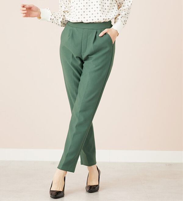 BELLUNA（ベルーナ）の「裏起毛ジョーゼット素材テーパードパンツ（テーパードパンツ）」｜詳細画像