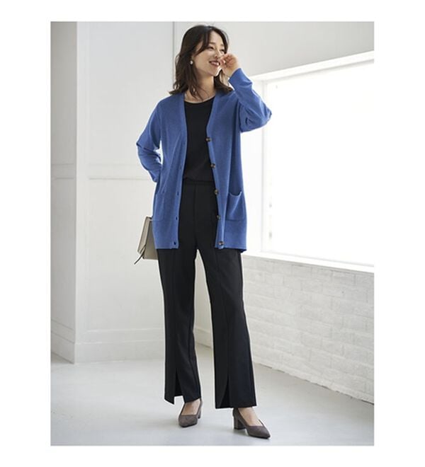 BELLUNA（ベルーナ）の「錯覚美脚！裾スリットセミワイドパンツ（フルレングスパンツ）」｜詳細画像