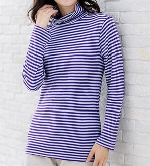 LAVIENNE（ラヴィエンヌ）の「【医師オススメ】綿１００％吸湿発熱あったかインナー　タートルネックインナー長袖（肌着・インナーウェア）」｜パープル／グレー