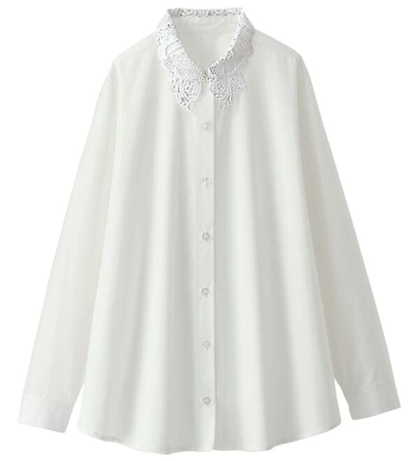 BELLUNA（ベルーナ）の「シャツコーデを更新！衿レースブラウス（ブラウス）」｜詳細画像