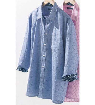 「リネンブレンド７分袖シャツ（メンズシャツ）」