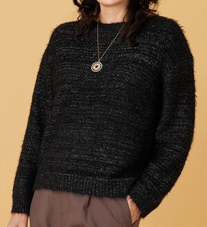 BELLUNA（ベルーナ）の「ふわふわシャギープルオーバー（ニット・セーター）」｜黒