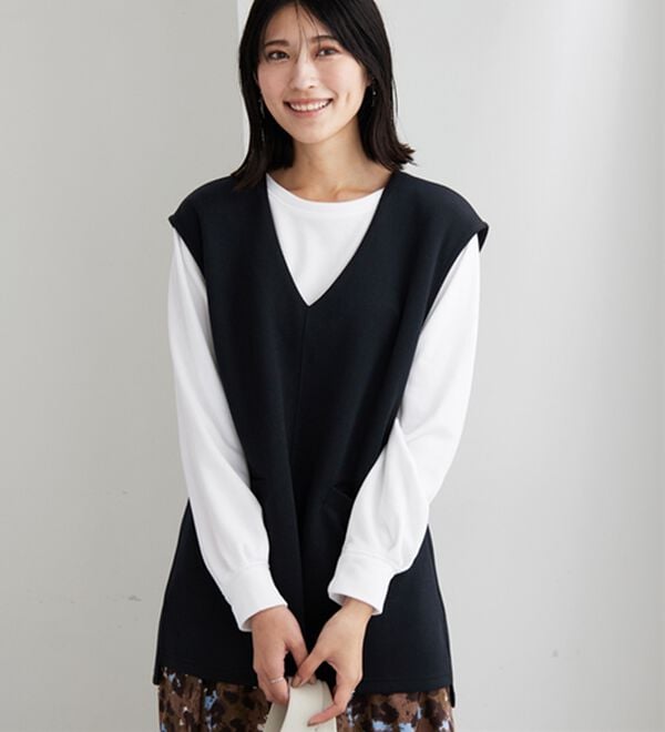 BELLUNA（ベルーナ）の「静電気防止インナー付Ｖネックベストアンサンブル（アンサンブル）」｜詳細画像