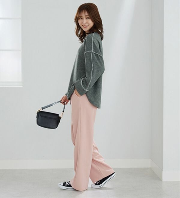 BELLUNA（ベルーナ）の「ニットソー素材ブランケットステッチプルオーバー（カットソー）」｜詳細画像
