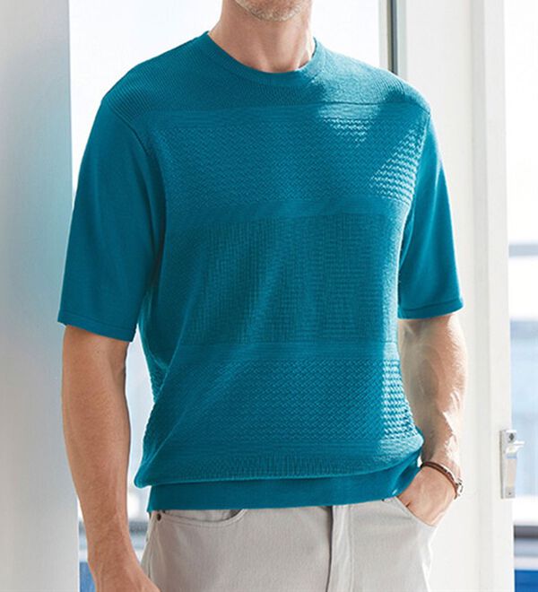 「＜コムルヴァン・オム＞涼感バンブーニットＴシャツ（メンズＴシャツ）」｜詳細画像