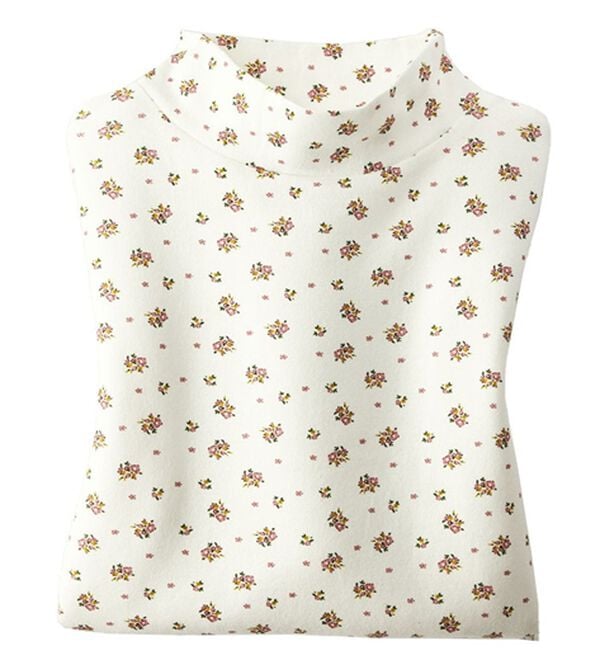 BELLUNA（ベルーナ）の「【選べる衿】肌に優しい綿１００％暖か発熱素材プルオーバー＜ベルホット　コットン＞（カットソー）」｜小花