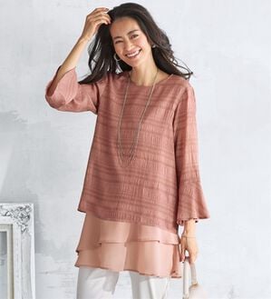 BELLUNA（ベルーナ）の「大人のシアー素材チュニックアンサンブル（チュニック）」｜コーラル