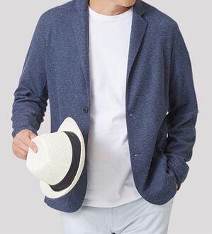 「麻入りメッシュテーラードカーディガン（メンズカーディガン）」｜詳細画像