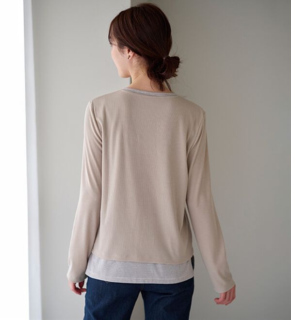 BELLUNA（ベルーナ）の「ボーダーレイヤード風デザインプルオーバー（カットソー）」｜詳細画像