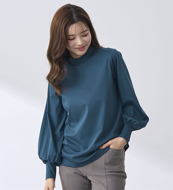 BELLUNA（ベルーナ）の「艶やかコットン１００％プルオーバー（カットソー）」｜詳細画像