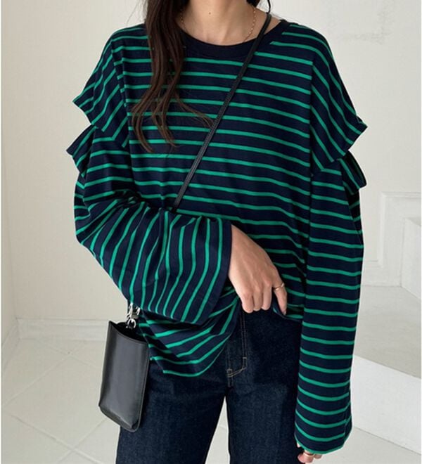 GeeRA（ジーラ）の「袖スリットボーダーカットソー（カットソー）」｜詳細画像