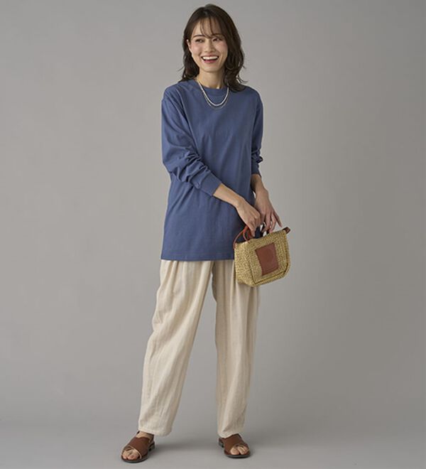 BELLUNA（ベルーナ）の「強撚綿１００％長袖プルオーバー（カットソー）」｜詳細画像