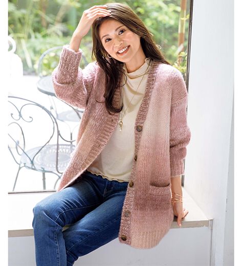 ルネ Rene カーディガン ニット 薄手 34 ピンク /SH