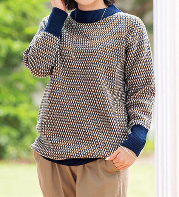 ルフラン（ルフラン）の「【２色組】バックボタン使いジャカードセーター＜ミルネ＞（ニット・セーター）」｜詳細画像