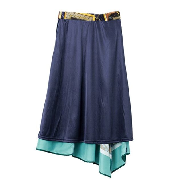 RANAN（ラナン）の「スカーフ柄パネルプリントスカート（ひざ丈スカート）」｜詳細画像