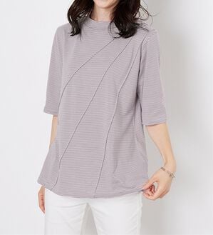BELLUNA（ベルーナ）の「細ボーダータックデザインチュニック（チュニック）」｜パープル系