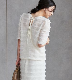 RANAN（ラナン）の「フリルレースパフスリーブトップス（カットソー）」｜オフホワイト