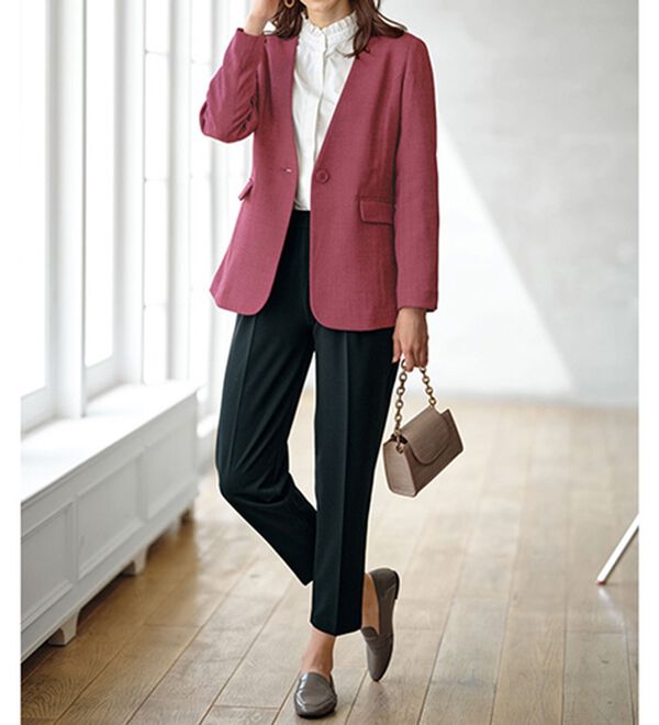 BELLUNA（ベルーナ）の「＜楽スタフィット＞ツイード調ノーカラージャケット（ノーカラージャケット）」｜詳細画像