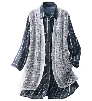 ルフラン（ルフラン）の「上品ブラウス&times;ニットベスト（アンサンブル）」｜ストライプ