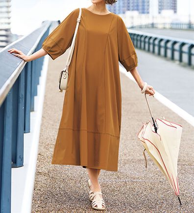 BELLUNA（ベルーナ）の「【UNDOVE】シャカ伸び！はっ水２ＷＡＹランタン袖ワンピース（その他ワンピース）」