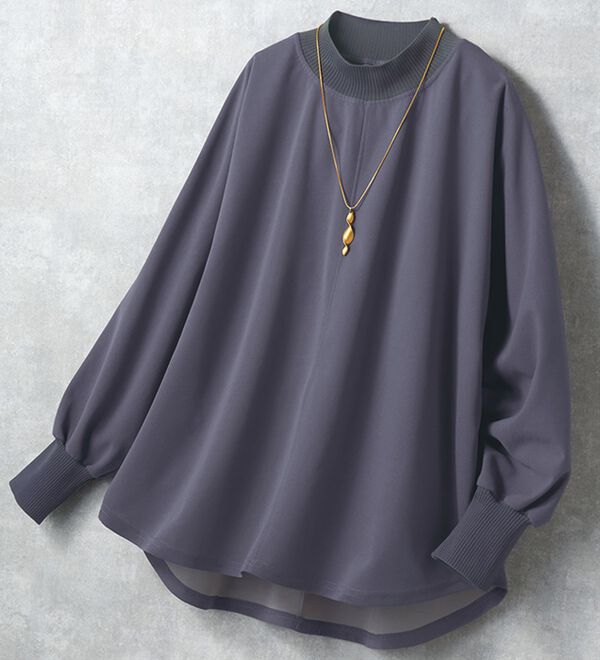 BELLUNA（ベルーナ）の「Ｔシャツ感覚なのにきちんとブラウス見え！カットジョーゼットプルオーバー（ブラウス）」｜詳細画像